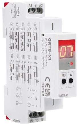 Rele temporizador 220V AC, Relé de tiempo 1SPDT Relé de retardo de tiempo Multifuncional con 20 modos de retardo, 0,1s a 99 días, para Iluminación, Componentes de calefacción y control de Ventiladores