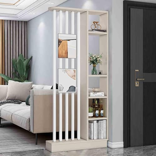 XDOPIRRS Freistehende Trennsäulenwand, Raumteiler mit Regal zur Wahrung der Privatsphäre, Raumteiler vom Boden bis zur Decke, Sichtschutz für Zuhause, Hotel oder Büro(E,80cm/31.5in)