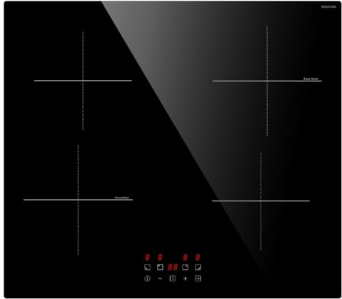 4 Zones Electric Induction Hob with Powerful Boost Function, STARCHARTS Built-in Electric Hob 4 burners,59cm cooktops with 9 Power Levels, 99 Minutes Timer, Child Lock, Safety Residual Heat Indicator