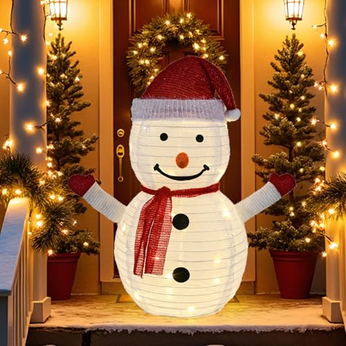 Schneemann Deko, Diealles Shine 3D Weihnachtsfiguren für Deko, LED Weihnachtsbeleuchtung, Weihnachtsdeko für Innen Aussen