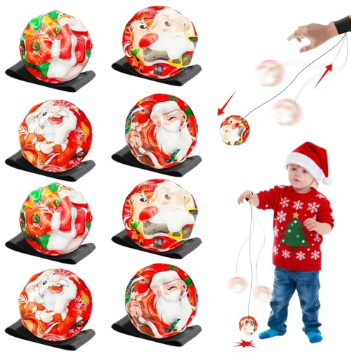 TZQFROCE Jump Ball 8 Stück Springball Mit Schnur Kinder Bouncing Ball Flummi Gummiball Spielzeug Weihnachten Mitgebsel Set für Weihnachten Geschenke ab 3 4 5 Jahre Kinder für Jungen Mädchen