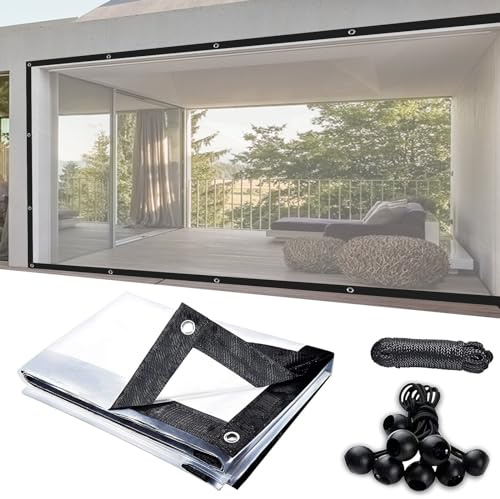 Telone per gazebo in PVC trasparente, resistente, impermeabile, con occhielli e corde, spessore 0,18 mm, per esterni, per campeggio ed eventi, 30 x 6 m