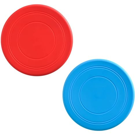 Celtrum Set di 2 dischi volanti, frisbee in gomma morbida TPR, sport e giochi all'aperto per bambini, lanciare e catturare dischi per famiglie, ragazzi e ragazze (rosso + blu)