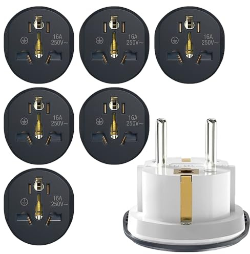 SKIKHN Adattatore Spina Europea, 6 Pezzi Adattatore Universale da Viaggio, Adattatores da Viaggio US a EU, Adattatores Presa Universale, per USA, Regno Unito, Cina, Giappone, AUS, Italia, Svizzera