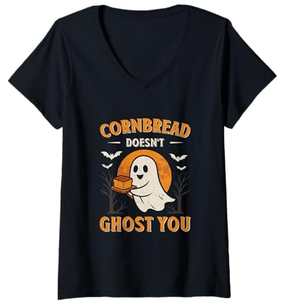 Mujer El Pan de maíz no te Fantasma Panadero de maíz Amante del Pan de maíz Camiseta Cuello V