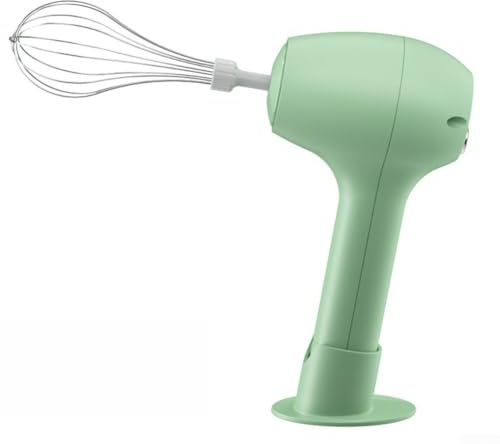 Fouet électrique rechargeable à main, batteur à œufs électrique avec support droit, batteur à œufs compact et mélangeur de crème pour la cuisson (vert clair)
