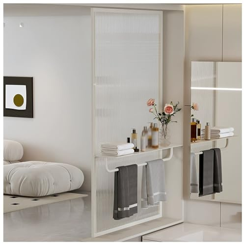 Parete Doccia In Vetro Scanalato Bagno Turco - Parete Divisoria Per Bagno Turco A Pannello Singolo, Divisoria In Vetro Facile Da Pulire Bagno Turco, Soggiorno E Ufficio Domestico(White-a,30x120 cm)