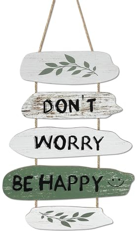 Dazzlewall 5 Pezzi Targa in Legno Appesa con Citazioni Ispiranti, Decorazione da Parete Boho Botanica Foglie Oliva Decor Rustica Casa Salotto Camera Regali Nuova Casa 33x24 cm