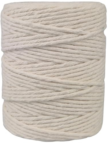 APREGGIO Hilo de macramé de algodón Single Twist Natural 3mm 100m | Cuerda de algodón de torsión simple para tapiz de pared - 3mm - 100m - Inodoro - Apto para uso alimentario, Ecológico - DIY