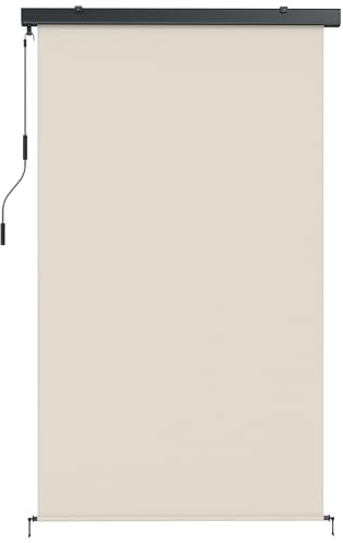 Outsunny Store Enrouleur extérieur, Store Vertical extérieur occultant avec manivelle et Cassette en Aluminium, Protection UV, imperméable, Brise-Vue pour Jardin, Balcon, terrasse, 250x160cm, crème