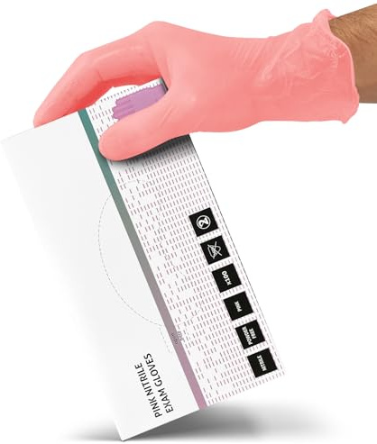 RE-GEN Pink Nitrile Powder Latex Free Disposable Gloves | Heavy-Duty Multi-Purpose, Medical, Health & Beauty, Janitorial, Automotive, Catering | 100 Gloves/Per Box (Medium 100pc Box)