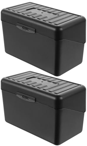 KAJNBN Scatola Porta Biglietti da Visita Portatile 3×5 Pollici in Pp Nero, Organizer da Scrivania per Ufficio 2 Pezzi, Contenitore Compatto per Schede e Porta Carte da Visita,