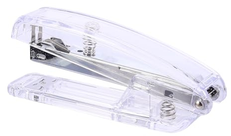 Homoyoyo Grapadora Manual de Oficina Plateada y Transparente, Compacta y Ligera, Herramienta de Grapado de Papel para Hogar, Escuela y Material de Oficina, Máquina Encuadernadora Portátil