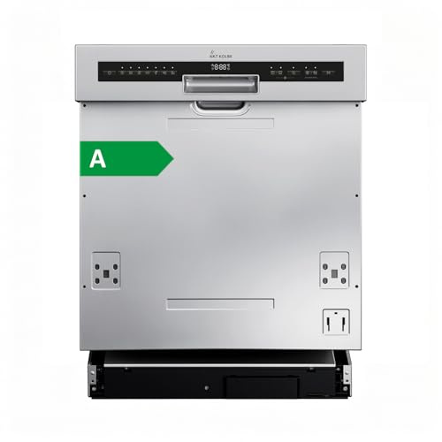 KKT KOLBE 60 cm Geschirrspüler Spülmaschine teilintegrierbar Silber Edelstahl Unterbaufähig, Besteckschublade, LED-Beleuchtung Automatische Türöffnung höhenverstellbar 7 Programme 14 Maßgedecke DW60TI