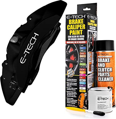 E-TECH Black Brake Caliper Paint - EBCP-BK - Complete Kit Inc Paint/Cleaner & Brush