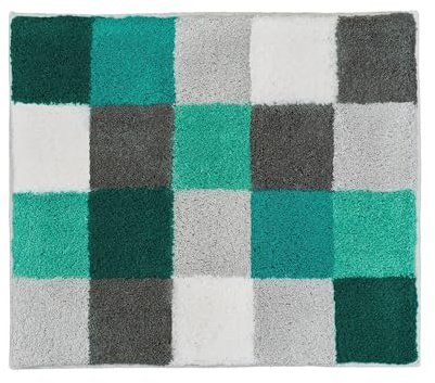 Kleine Wolke Badteppich Caro, 100% Polyacryl, 55 x 65 cm, Petrol | OEKO-TEX zertifiziert, rutschhemmende Unterseite, für Fußbodenheizung, maschinenwaschbar, 100% Polyacryl