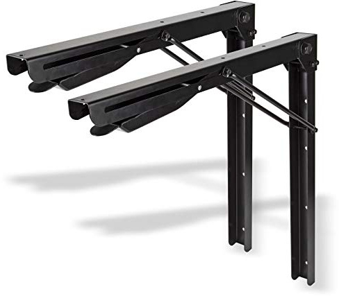 DEMA Metall Wandkonsole 2er Set – Klappbare Konsole, Tischbeine, Tischfuß, Regalhalterung, Schwerlast-Wandhalterung, klappbar, belastbar bis 150 kg, schwarz, Werkbank, Tischhalterung, Möbelhalterung