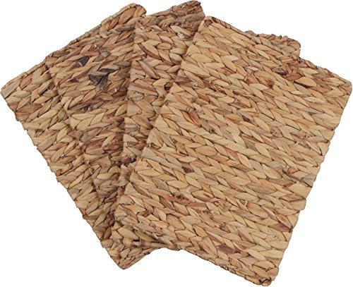 Trademark Innovations 40,6 x 30,5 cm rechteckige gewebte Tischsets aus natürlicher Wasserhyazinthe, für drinnen und draußen, 4er-Set