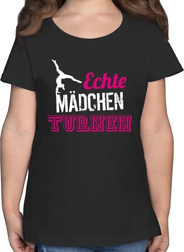 T-Shirt - Kinder Sport Kleidung - Echte Mädchen Turnen I Geschenk Turnerin - 152 (12/13 Jahre) - Schwarz - turnshirt Sportshirt 25. Geburtstag Turn kindershirts Turnen+Tshirt Turner Tshirt