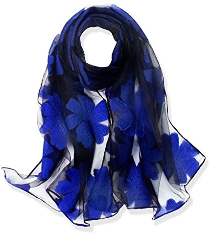 YFZYT Organza-Schal für Damen mit Feder Stickerei Muster/Elegantes Accessoire für Frauen/Organza-Schal/Halstuch/Schulter-Tuch/Schal Chiffon Stola Scarves