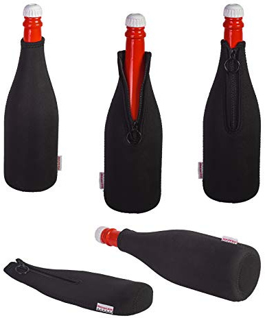 Sektkühler 0,75l Neopren, Flaschenkühler, Weinkühler, Getränkekühler, DRESS-YOUR-DRINK (Schwarz, 5er Spar-Set)