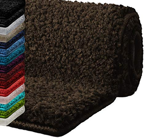 casa pura Badematte braun weicher, Flauschiger Badezimmerteppich in Shaggy Optik, Badvorleger rutschfest waschbar - Duschvorleger, Teppich Fußmatte für Badezimmer, Dusche 50x80cm, Sky Soft