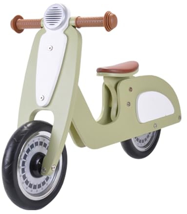 Bandits & Angels Italian Rider Laufrad Holz Grün ab 2 Jahren – Für Jungen und Mädchen – Holzlaufrad Grün – Aufsitz-Retro-Roller – Zweirad – Geräuscharme Räder – Verstellbarer Sattel