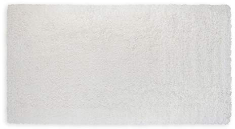 WohnDirect Premium Hochflor Badezimmerteppich Weiß • Rutschfester & Extra Flauschiger Badvorleger • Badteppich, Badematte 80 x 150 cm