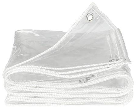 Transparente Plane Abdeckung mit ösen,Balkon Regen Vorhang, Durchsichtig Abdeckplane Wasserdicht,Klar Gewebeplane PVC Folie Markisen für Gartenmöbel Auto Pool Trampolin,0.35mm(1.4x2.4m/4.6x7.9ft)