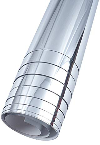 Hapeisy Spiegelfolie, selbstklebend, flexibel, Spiegel-Wandaufkleber, kein Glas, Spiegelfliesen, Wickelaufkleber, Rolle, Spiegelaufkleber für Heimdekoration (100 x 50 cm), 2 Stück