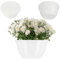 KADAX Ciotola fatta di plastica, ciotola di fiori rotondi, fioriere resistenti alle intemperie per l'esterno, guscio tomba, guscio a sfera leggera per fiori, guscio di pianta (⌀ 13 cm, bianco)