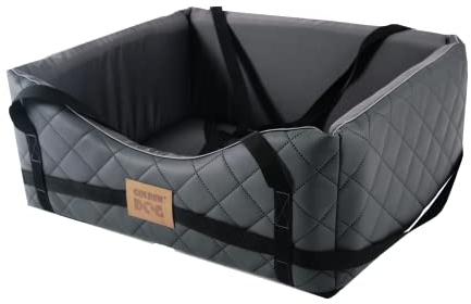 GoldenGroup Hundeautositz Kunstleder Hundesitz Hundebett Autokörbchen Hundedecke Hundekorb Transportbox Autositz Gesteppt für Rückbank Vordersitz L 65x53x27