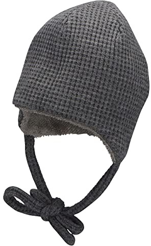 Sterntaler Baby Jungen Beanie Mütze - Waffeloptik, Kinderbeanie Aus Viskose Mit Bindeband - Rauchgrau, 41