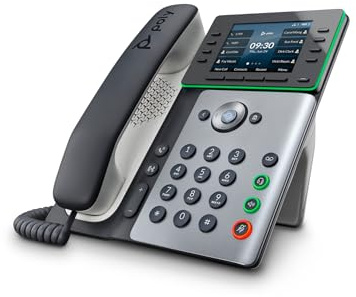 Poly Edge E350 IP Desk Phones (Plantronics + Polycom) – Easy to Install with Included Wi-Fi – 8-line Keys Supporting up to 32 Lines - Integrated Bluetooth for Mobile Phone and Headset Pairing