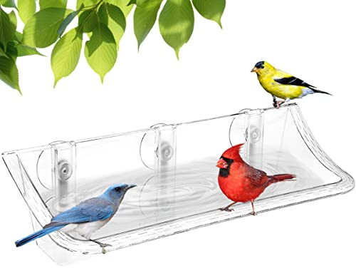 Mokeyder Transparente Vogeltränke Vogelfutterstation für Außenfenster Glas, Transparente Vogeltränke mit starken Saugnäpfen zum Betrachten, Vogelbeobachtung Geschenke für ältere Eltern, 1 Packung