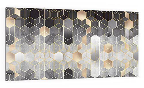 DEQORI Glas-Magnettafel | 100x50 cm groß | Motiv Kunstvolles Wabenmuster | Memo-Board aus Glas | Magnetboard inkl. Magnete, Stift & Tuch für Küche & Büro | Tafel magnetisch & beschreibbar