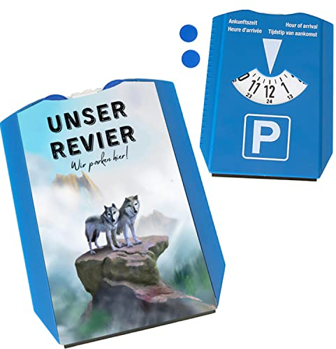 speecheese Unser Revier - Wir parken Hier Wolf Parkscheibe Wolf Parkuhr mystisch Eiskratzer Wolfspaar cool