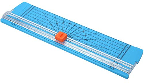 YyDDs Papierschneider Foto Trimmer, tragbares Kunststoff Basis Kartenschneidemesser Handwerkswerkzeug, A4 Guillotine Handwerksmaschine zum Schneiden von Druckpapier,Blau