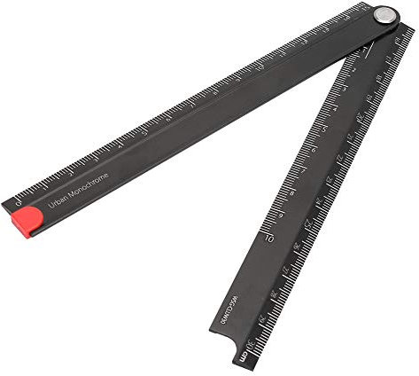 Tbest Foldable Ruler 12 Inch Rulers Folding Aluminum Alloy Ruler 0 300Mm Ruler Simple 90°Folding Metal Stationery Rule