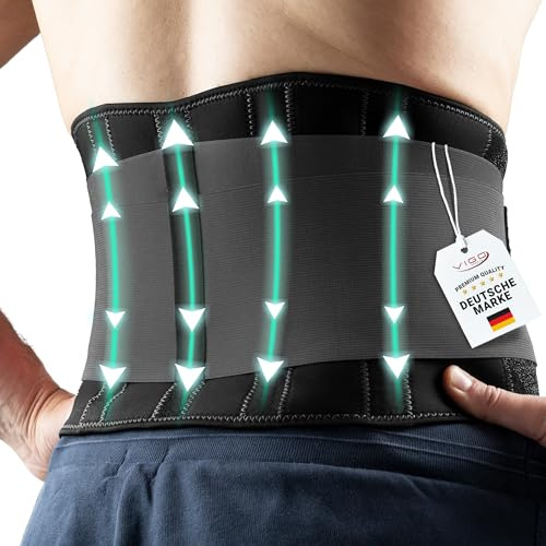 VIGO SPORTS Rückenbandage waschmaschinenfest - Anti-Schweiß Nierengurt für effektive Stabilisierung des Rückens - Rückenstützgürtel für Herren & Damen - wärmender Lendenwirbelstütze Gürtel
