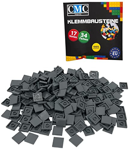 CMC imports 500 x Klemmbausteine Fliesen Tiles Bausteine 2x2 Noppen Kompatibel Dunkel Grau Dark Bluish Grey Tile