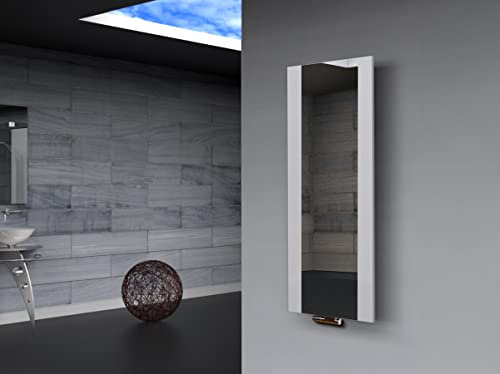 Badheizkörper Design Singapur 2, HxB: 120 x 47 cm, 799 Watt, weiß/Spiegel MADE IN GERMANY Szagato Handtuchheizung Handtuchwärmer Design Heizkörper mit Spiegel Spiegelheizkörper