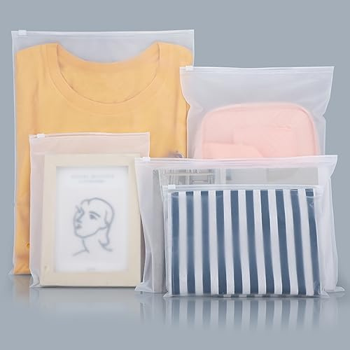 Svaldo Verpackungsbeutel, 5 Größen, 3 mm dicke Kunststoff-Versandtaschen für Geschäftskleidung, Verpackung, 50 Stück, Transparent, Reißverschluss, Combo - 8x10 10x7 10x13 12x8 12x16, Rechteckig