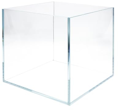VIALIA Würfel Aquarium aus Weißglas 20x20x20 cm, 8 Liter, Glasbecken für Fische und Wasserpflanzen, Aquarium Becken stoßfest