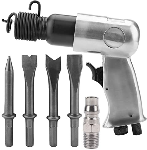 Air Hammer Chisel Set, 150mm Pneumatic Hammer Kit Industrial Heavy Duty Air Hammer Chisel Breaker Plus Chisels, for Stone Concrete Brick Wall Power Tools Accessory