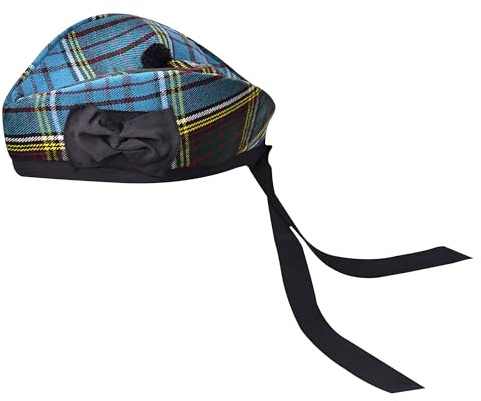 Glengarry Cap - Cappello tradizionale scozzese, 100% lana, lana acrilica tartan, accessori per kilt/cornamuse, nastro di cotone e poliestere, Anderson, Taglia unica