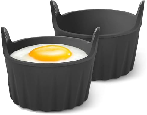 Air Fryer Egg Poacher Food Grade Air Fryer Egg Poacher Silicone Egg Mould Ramekins for Air Fryer Microwave Oven Poached Eggs and Muffin Cake (2 PCS)