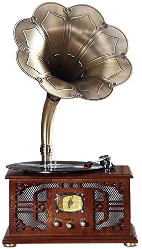 Reproductor Vinilo Vintage, Tocadiscos Antiguo Multifunción Radio Antigua Estéreo Subwoofer Adornos Tocadiscos Adornos Regalo 38 * 30 * 74 cm Gramófono