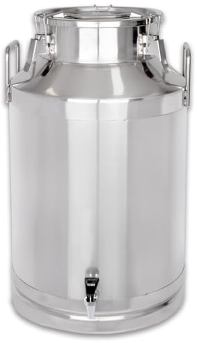 Beeketal 'BMK-60A' Milchkanne Transportkanne 60 Liter aus Edelstahl mit Ablasshahn, auslaufsicherer Deckel mit Dichtung und Spannverschluss - Molkerei Milch Kanne zum Transport oder zur Aufbewahrung