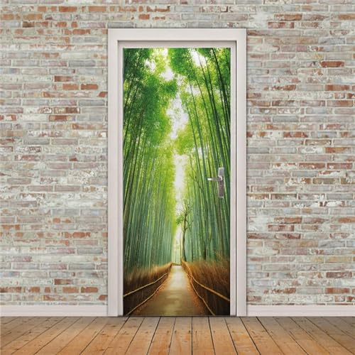 Türtapete Selbstklebend 95x215 cm Türfolie Selbstklebend Bambus Türaufkleber Türposter Natur Türsticker Fototapete 3D Effekt für Schlafzimmer Wohnzimmer Küche A4383